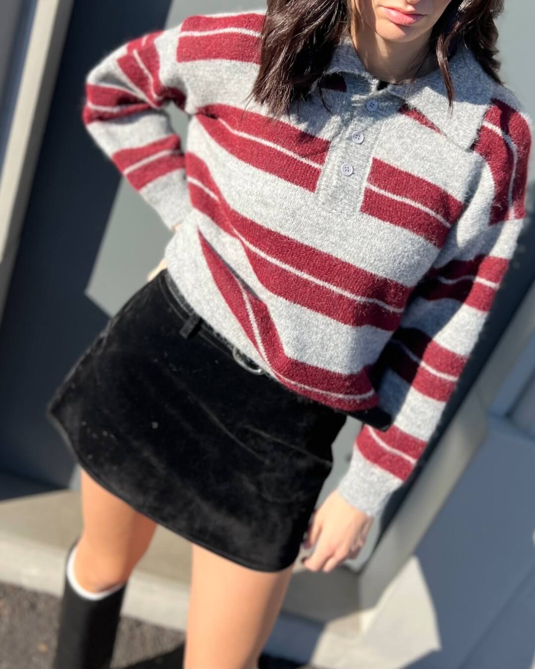 OF - Gonna pantaloncino Guenda velluto nero