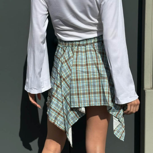 OF - Gonna shorts Malaga quadri verde acqua