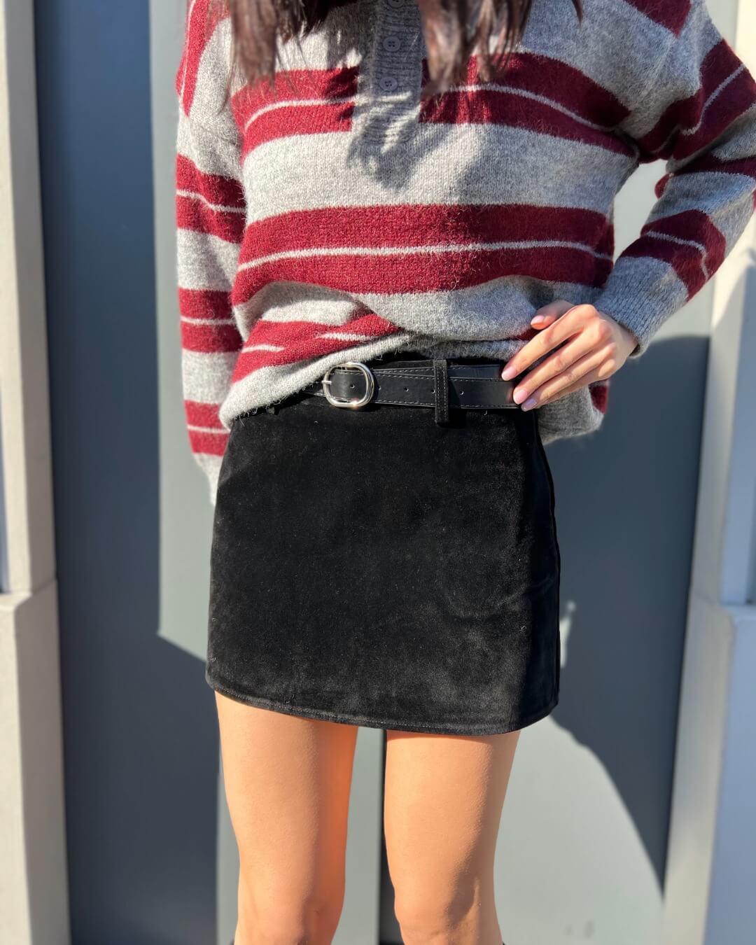 OF - Gonna pantaloncino Guenda velluto nero