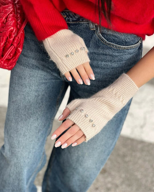 OF - Guantini Lux beige con pietre