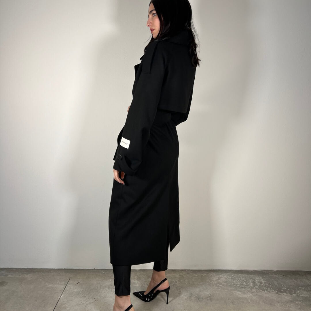 OF - Hinnominate Cappotto Over In Panno Con Cintura W Spacco Dietro