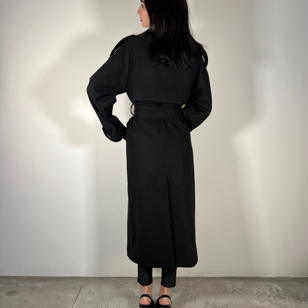 OF - Hinnominate Cappotto Over In Panno Con Cintura W Spacco Dietro