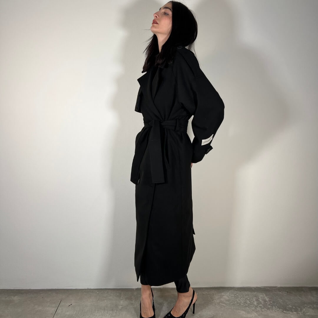 OF - Hinnominate Cappotto Over In Panno Con Cintura W Spacco Dietro