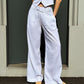 OF - Hinnominate Pantalone a palazzo con pences lino bianco