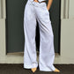 LM - Hinnominate Pantalone a palazzo con pences lino bianco