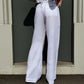OF - Hinnominate Pantalone a palazzo con pences lino bianco