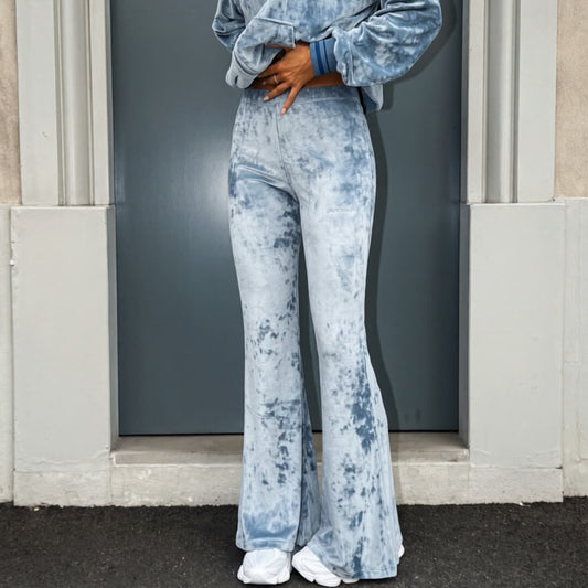 OF - Hinnominate Pantalone flare ciniglia celeste