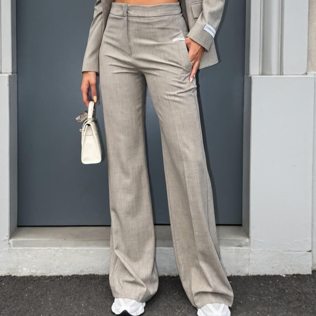 LM - Hinnominate Pantalone flare poliviscosa beige
