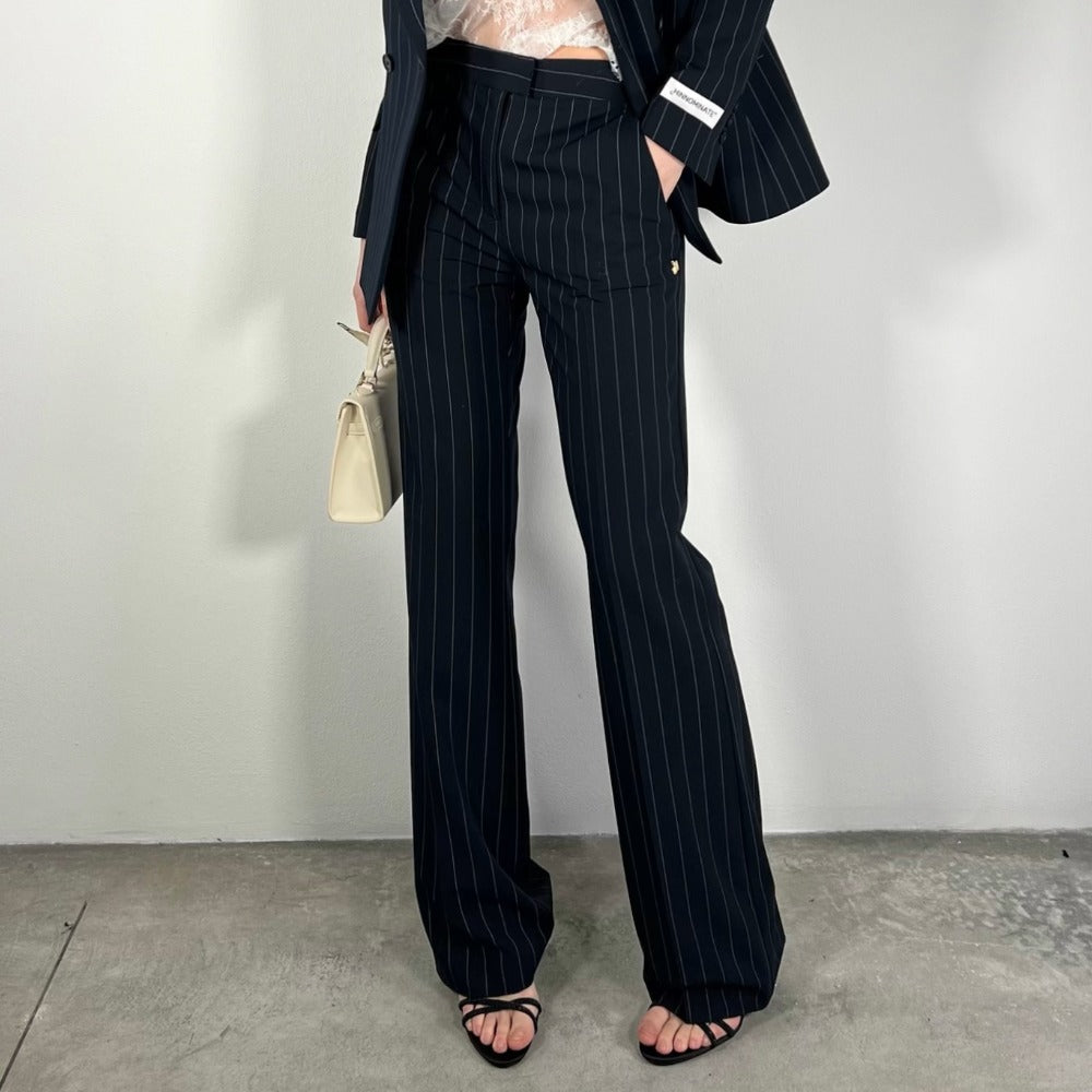 LM - Hinnominate Pantalone gessato asciutto blu