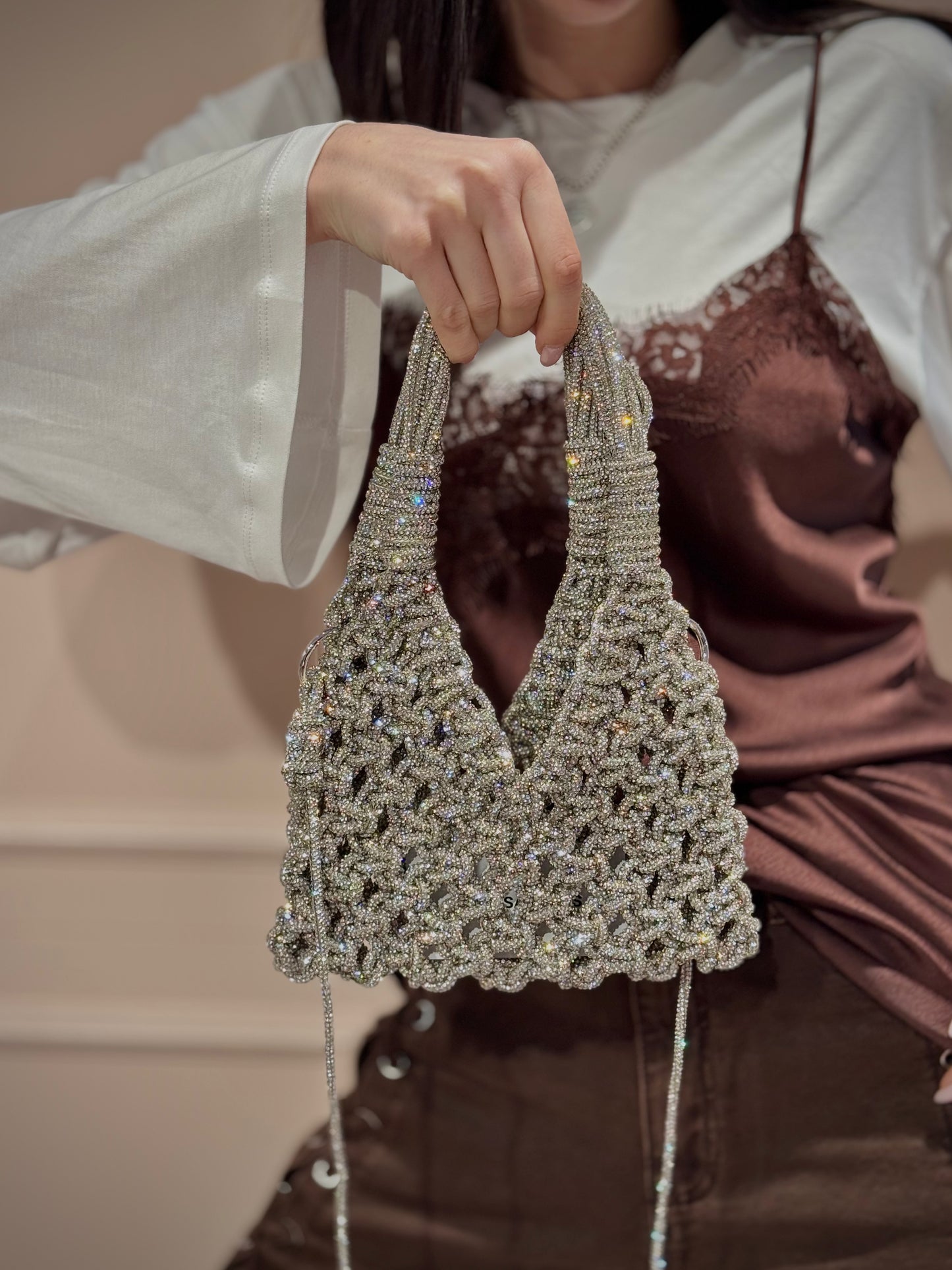 LM - Borsa Luxy intreccio argento