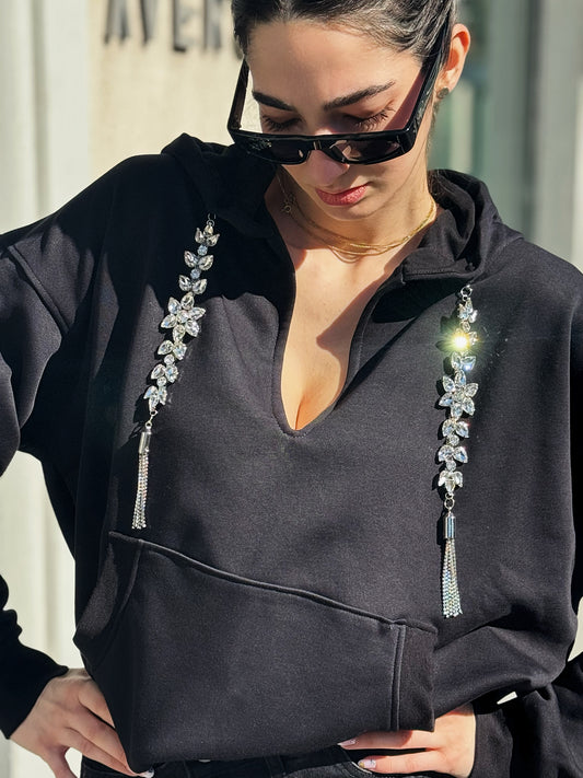 OF - ODI ET AMO Felpa scollo Charme nero