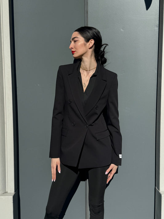 LM - Hinnominate Giacca doppiopetto con spalline nero