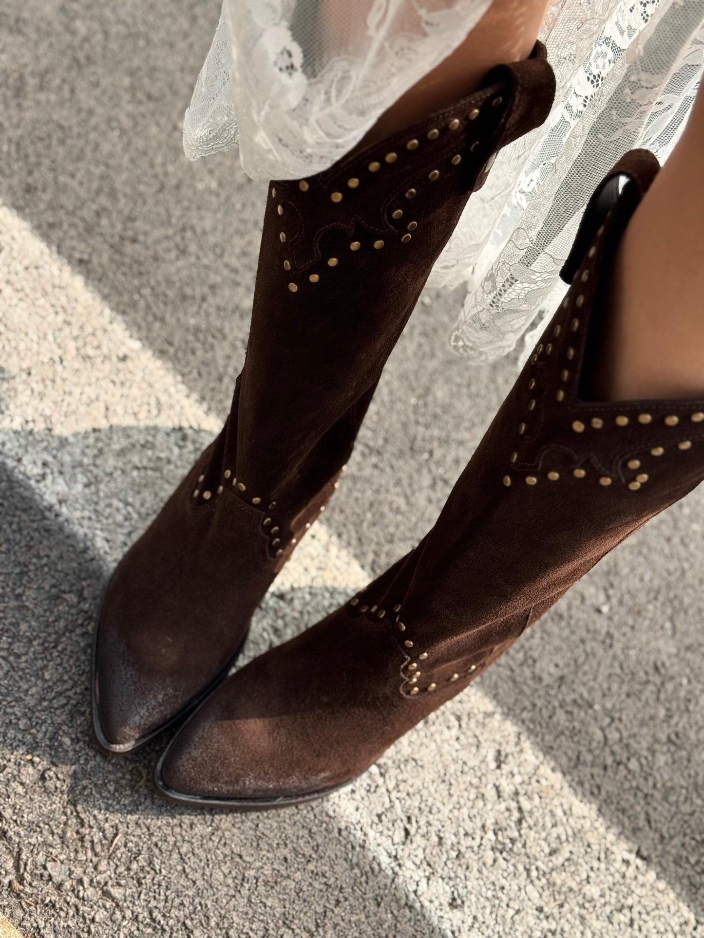 OF - Texano Dea camoscio testa di moro con borchie