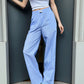 LM - Hinnominate Pantalone dritto rigato in cotone azzurro