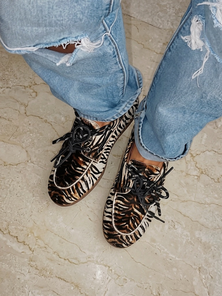 LM - Mocassino Zoe stringato animalier