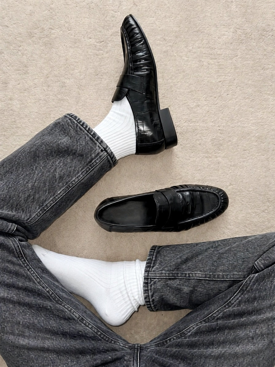 LM - Mocassino Elton croco nero