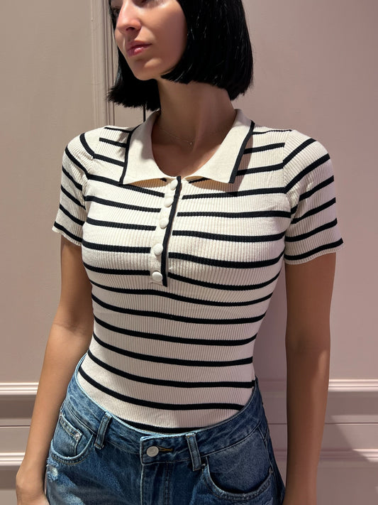 LM - Body Bella a righe nero beige