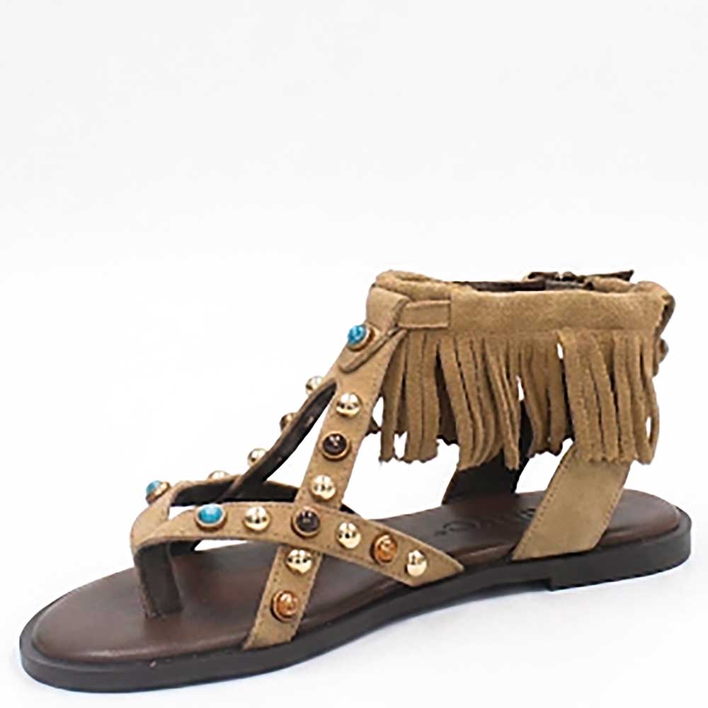 LM - Sandalo basso Lea beige con borchie