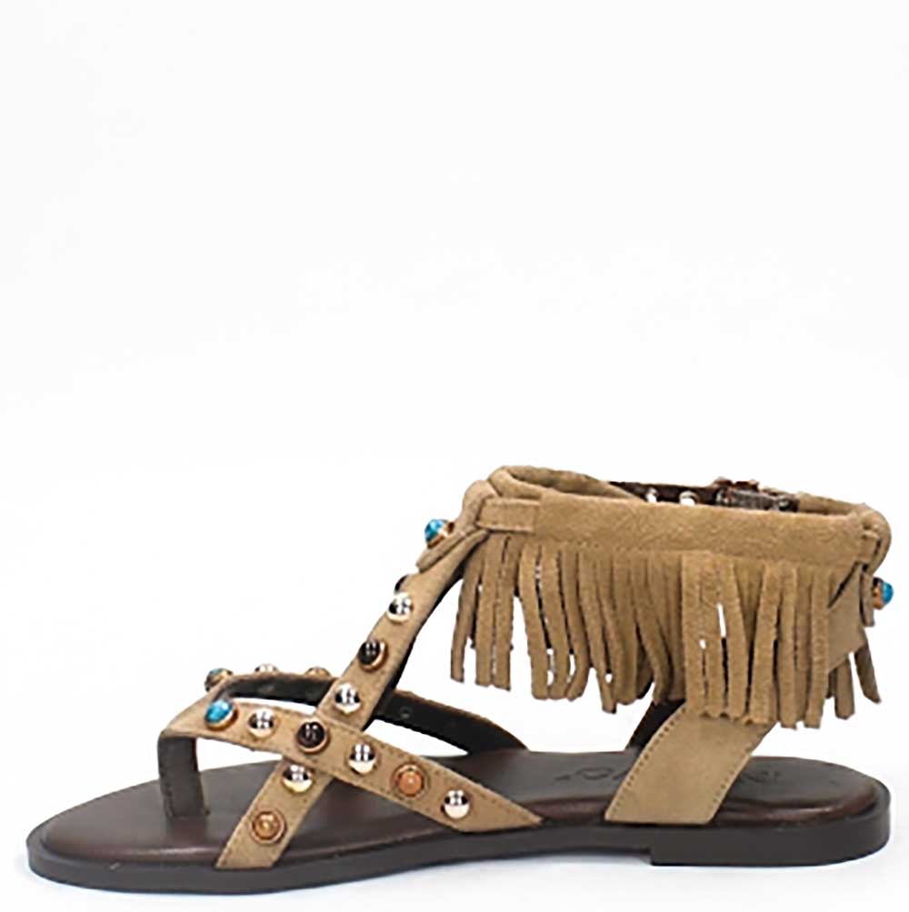 LM - Sandalo basso Lea beige con borchie