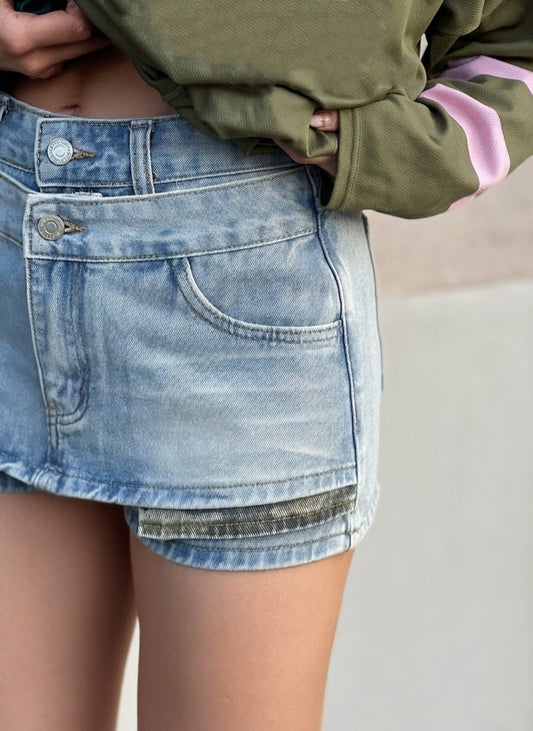 OF - Shorts gonna Kamo con tasche denim light blue