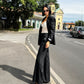 LM - Hinnominate Pantalone flare in frescolana nero