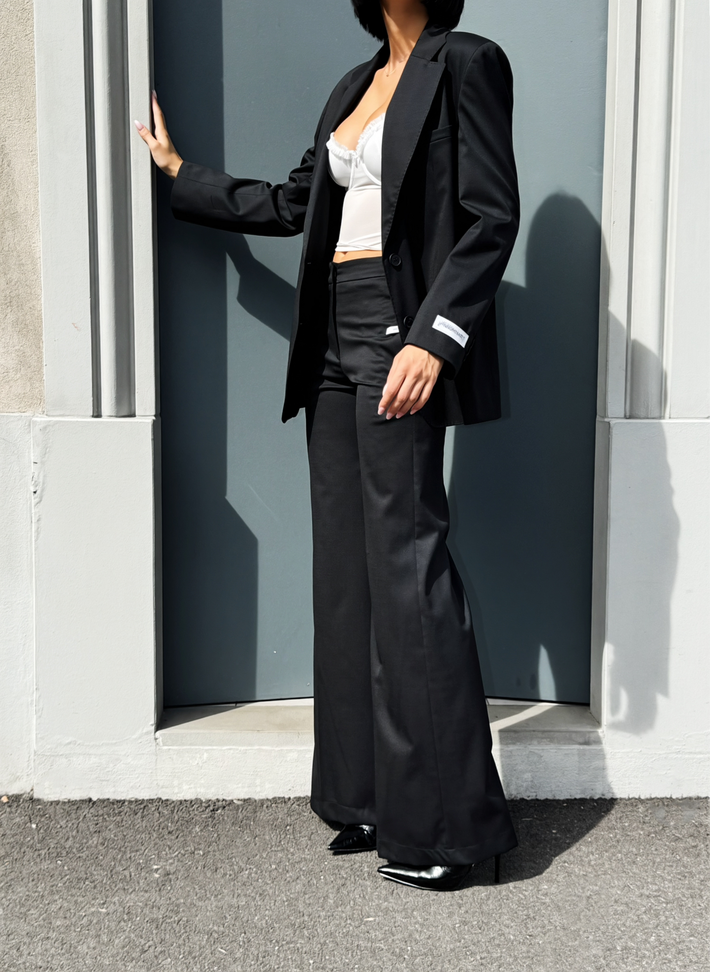 OF - Hinnominate Pantalone flare in frescolana nero