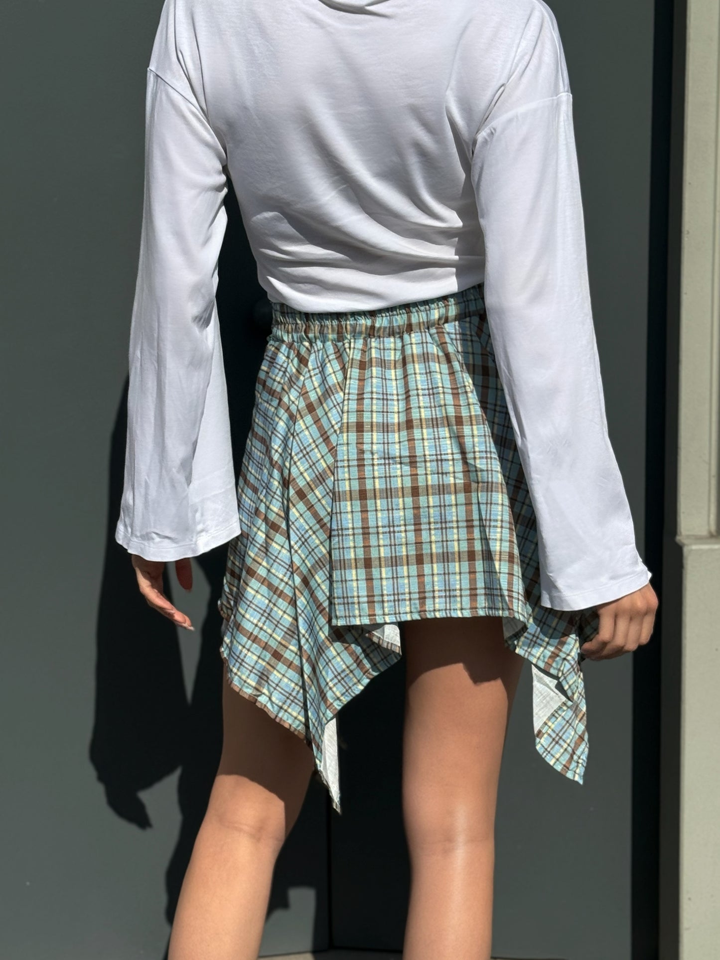 OF - Gonna shorts Malaga quadri verde acqua