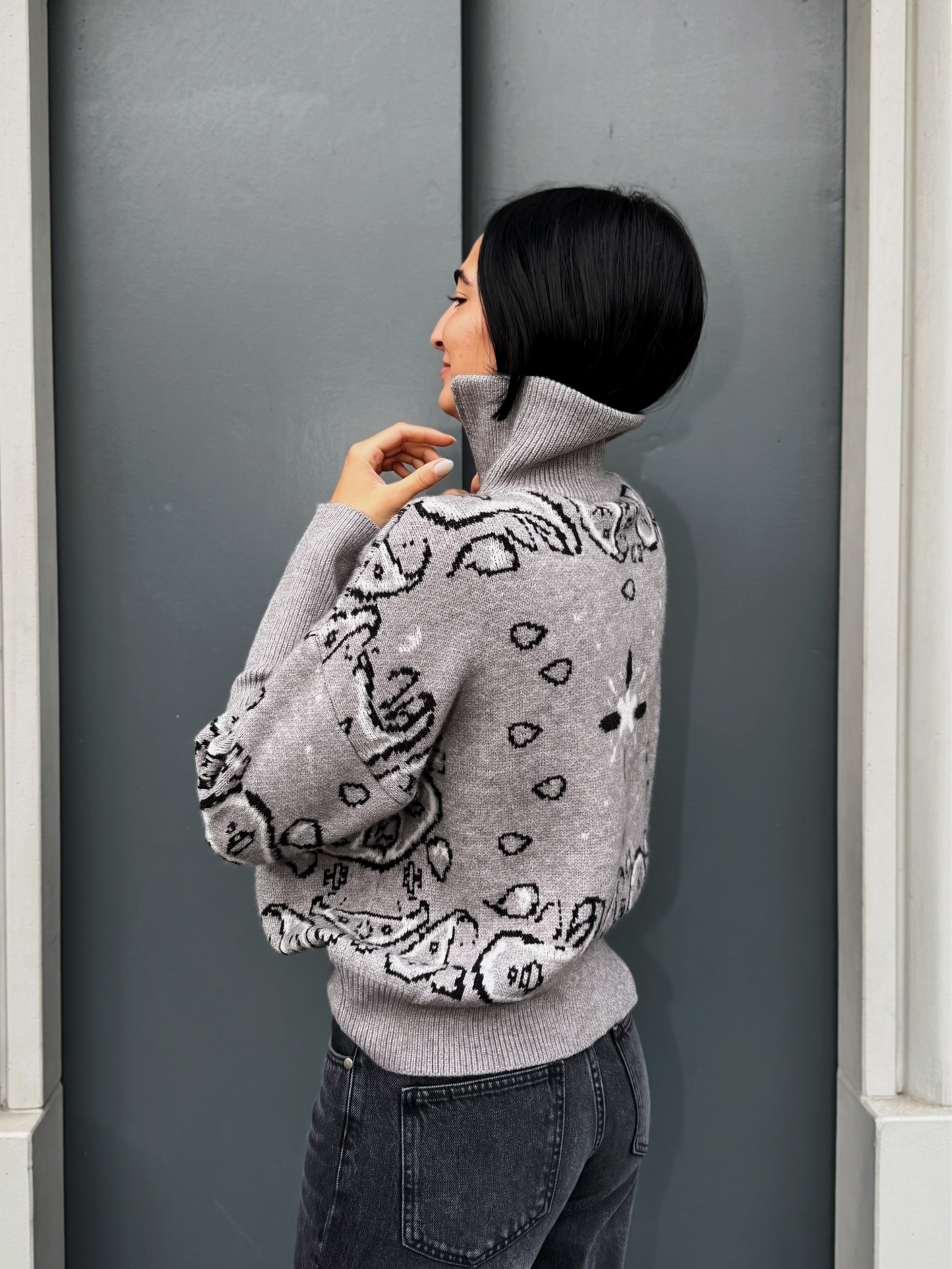 OF - Maglione Roman grigio con zip