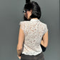 OF - Top Alamar bianco pizzo