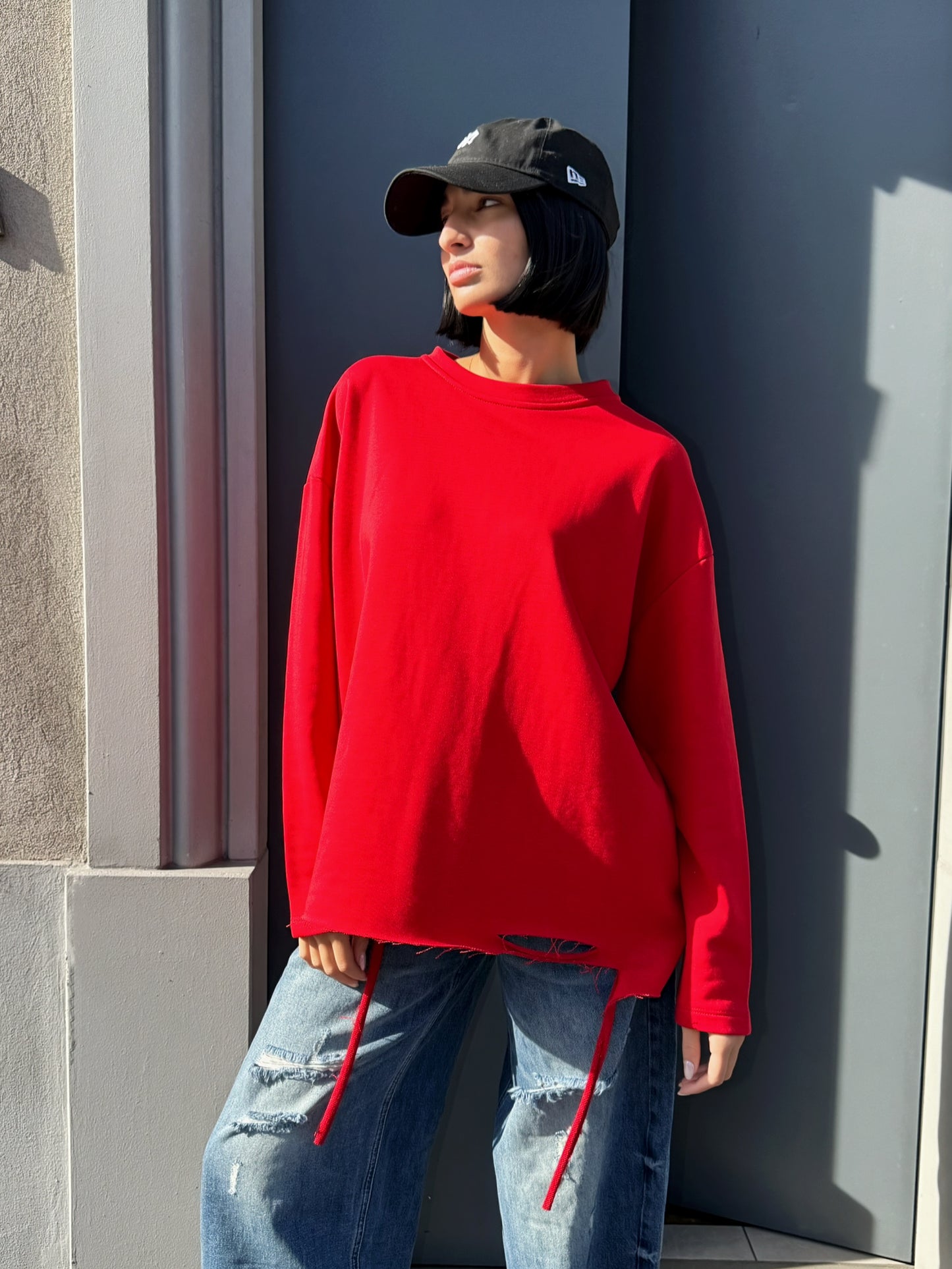 LM - Felpa Kiki rosso distressed