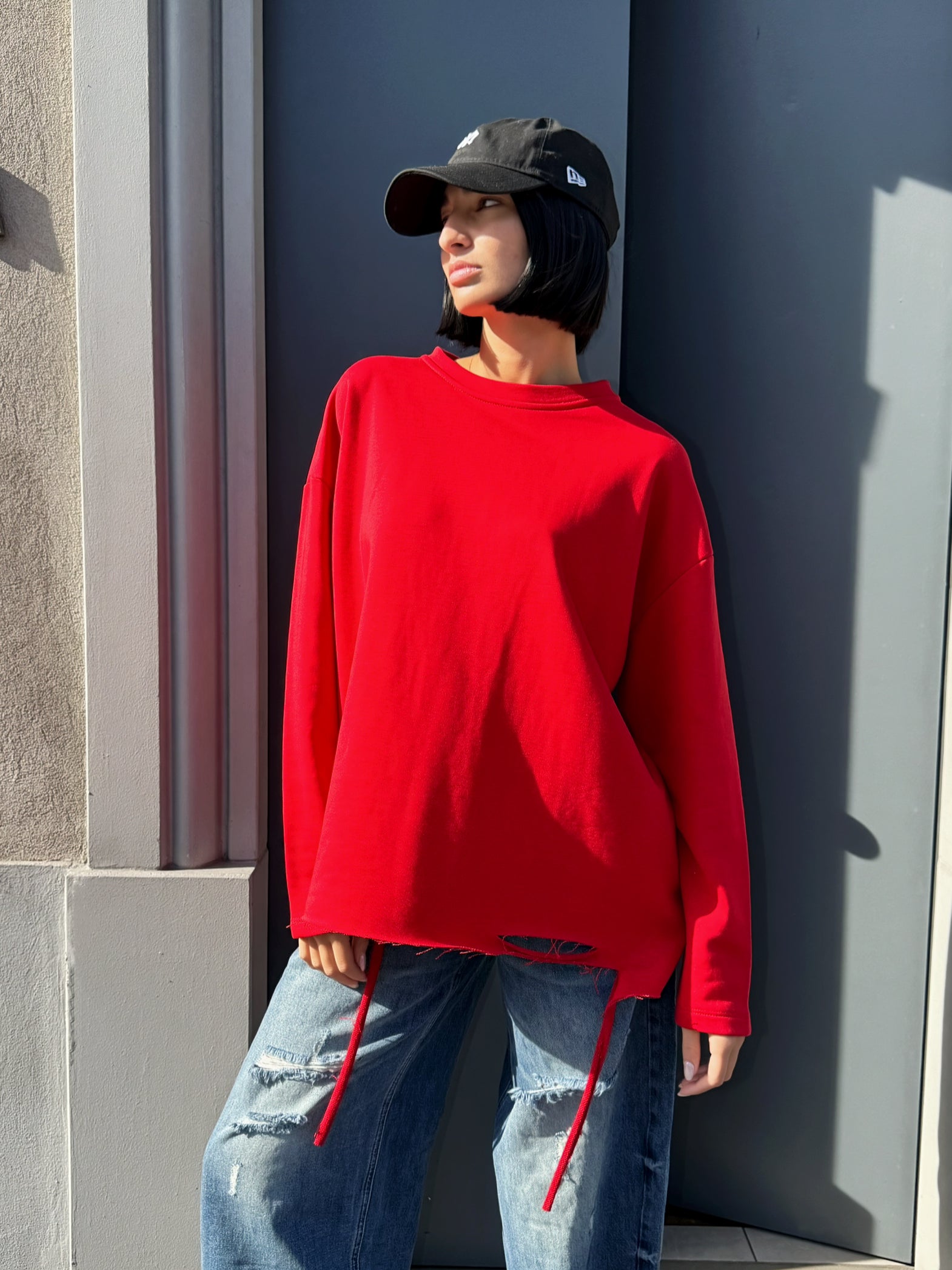 LM - Felpa Kiki rosso distressed