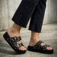 LM - Ciabatta Liza nero platform con borchie e pietre