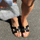 OF - Sandalo basso Hern nero strass