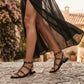 OF - Sandalo basso Larissa nero platino con pietre e borchie