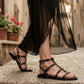 LM - Sandalo basso Larissa nero platino con pietre e borchie