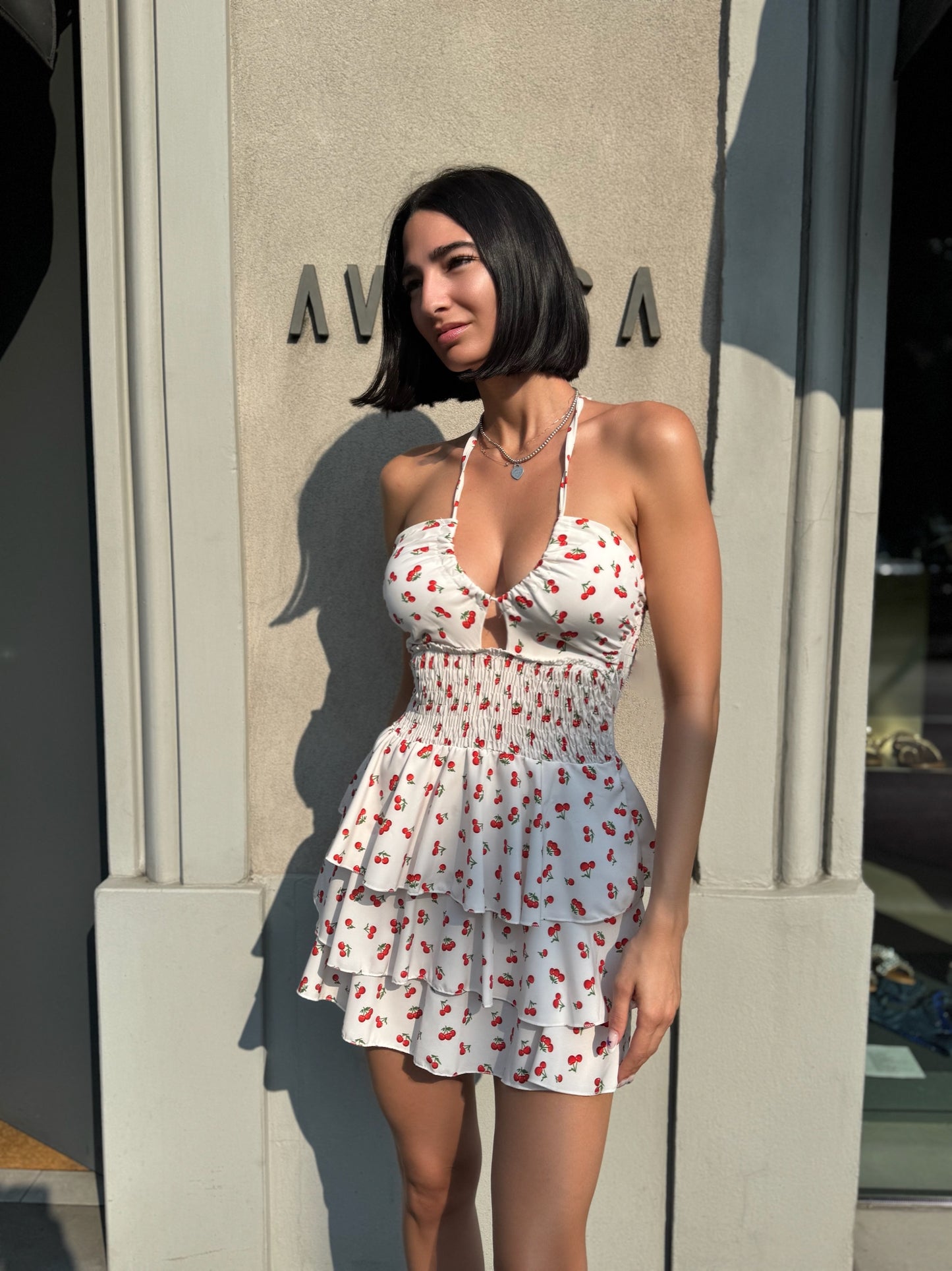 LM - Abito Liz cherry bianco
