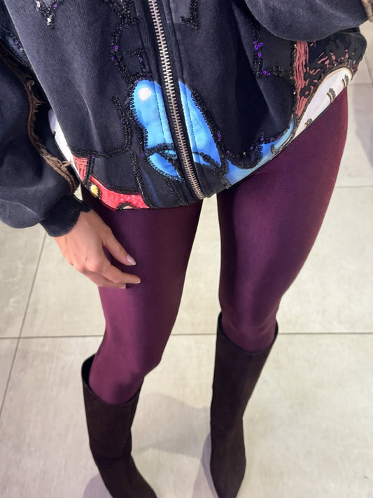 OF - Leggings Fabia bordeaux satin