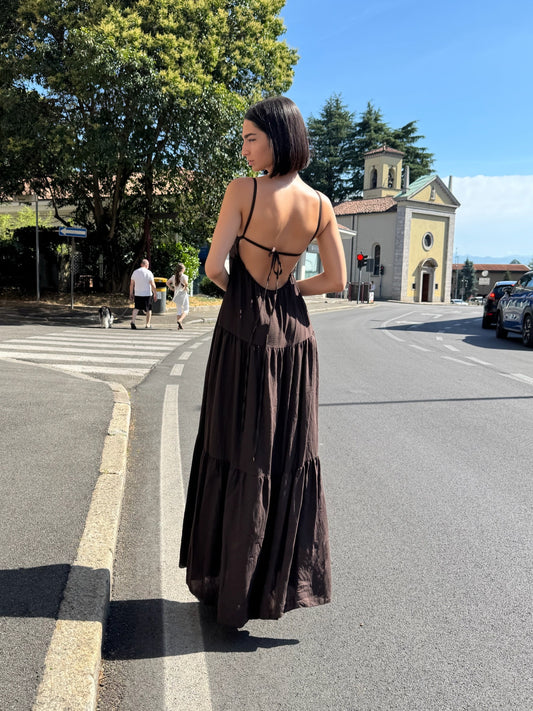 LM - Abito Marcel marrone schiena nuda