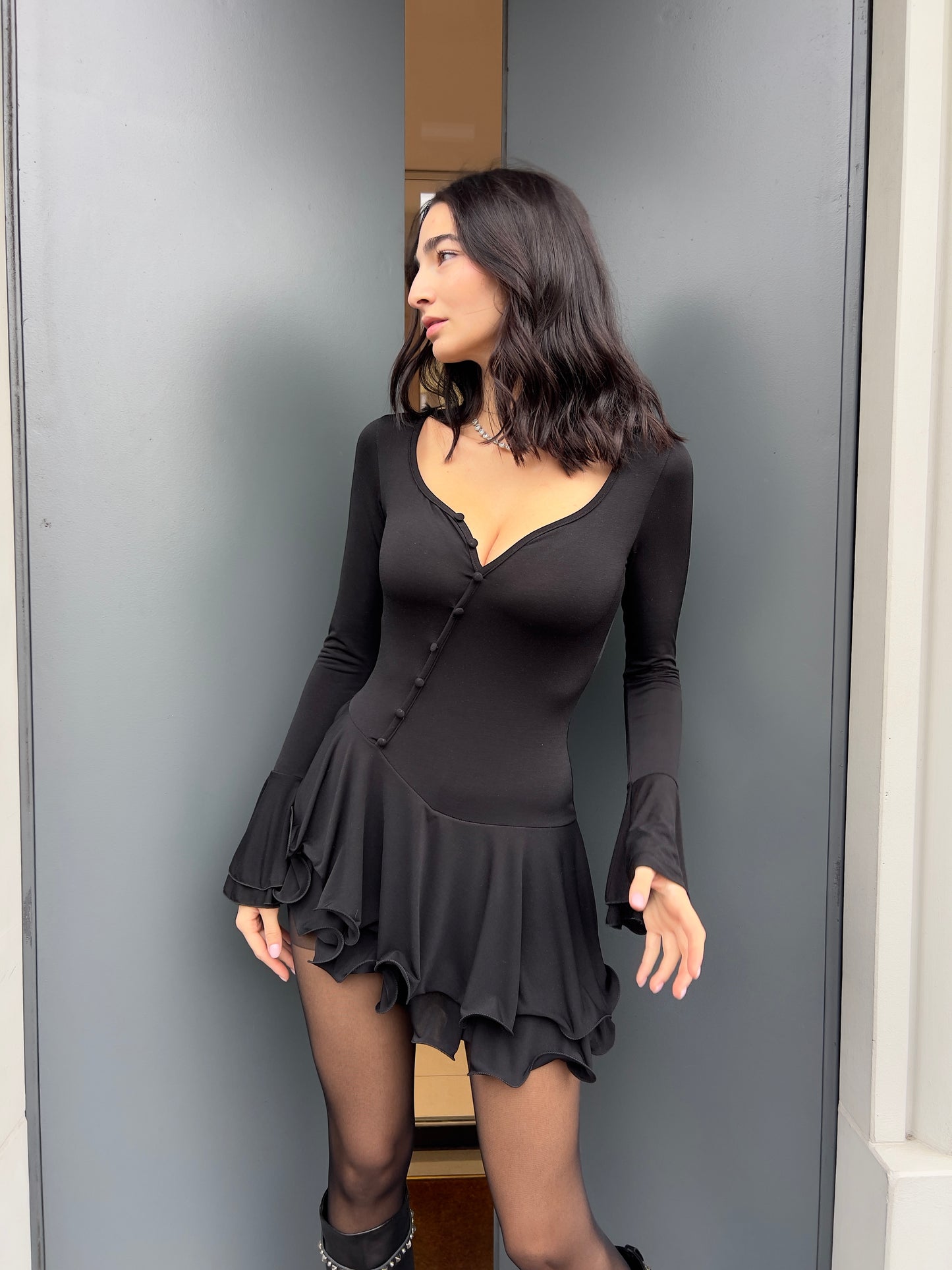 OF - Abito Clary rouches nero