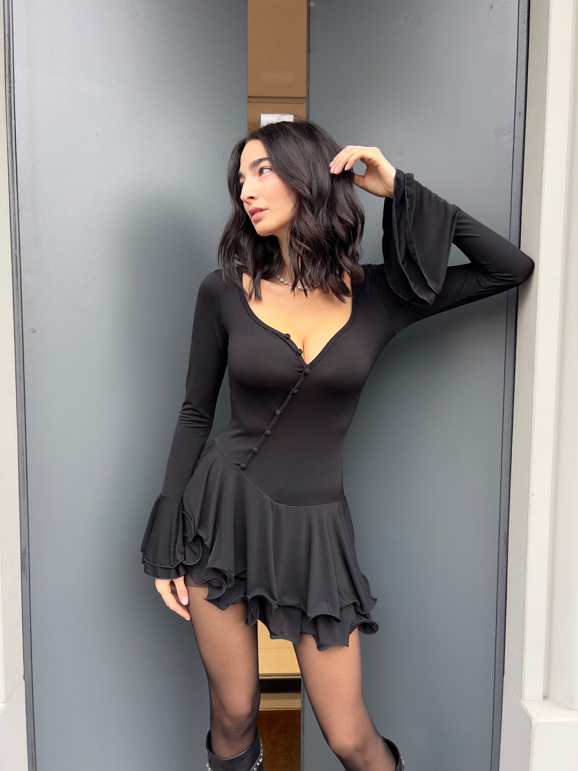 LM - Abito Clary rouches nero