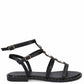 LM - Sandalo basso Tia nero con accessorio oro