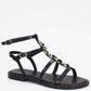 LM - Sandalo basso Tia nero con accessorio oro