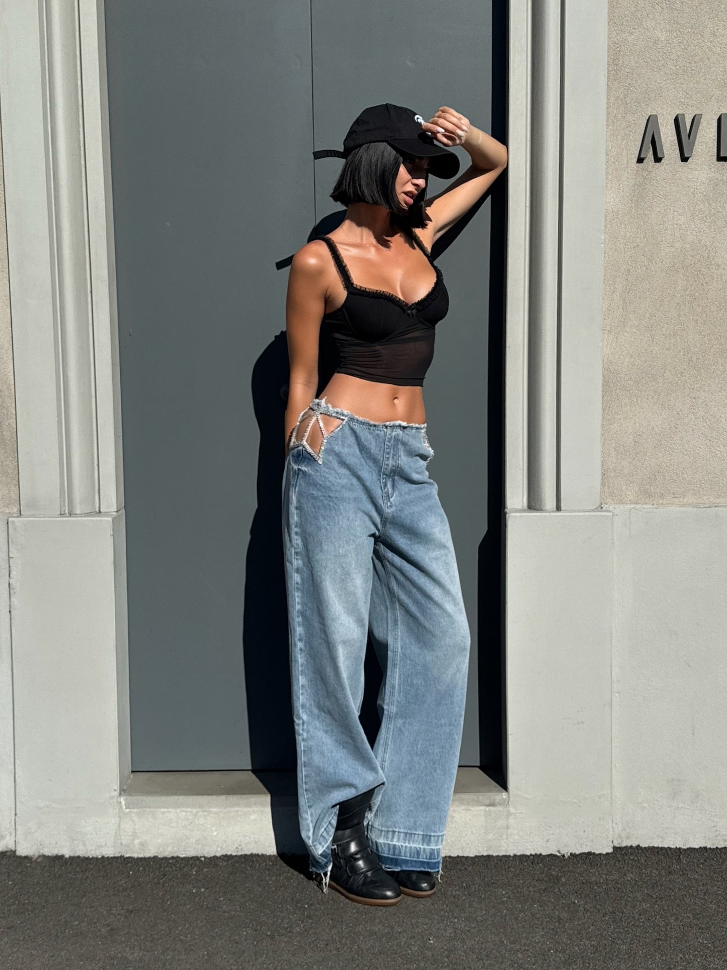 LM - Jeans Starlight azzurro con inserto strass