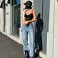LM - Jeans Starlight azzurro con inserto strass