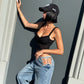 OF - Jeans Starlight azzurro con inserto strass