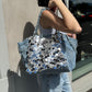 LM - Borsa Biggie denim con strass argento