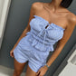 LM - Set Kaya a righe bianco e azzurro