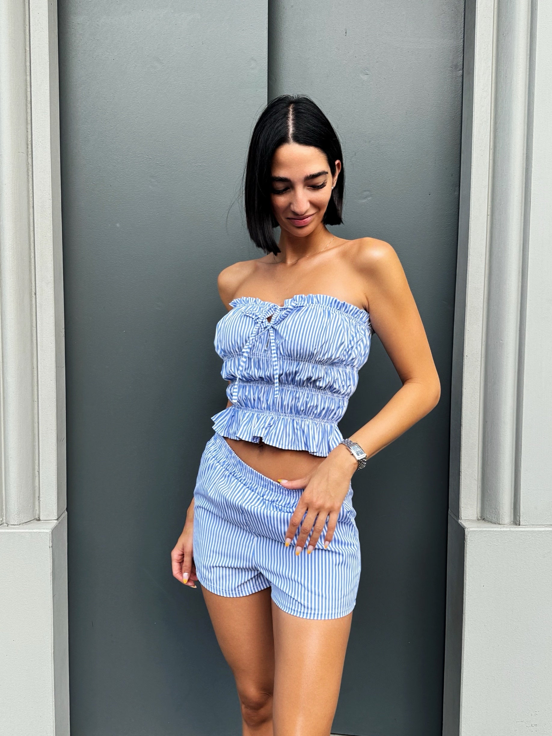 LM - Set Kaya a righe bianco e azzurro