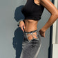 OF - Jeans Starlight grigio vintage con inserto strass