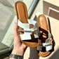 LM - Sandalo basso Hern bianco strass